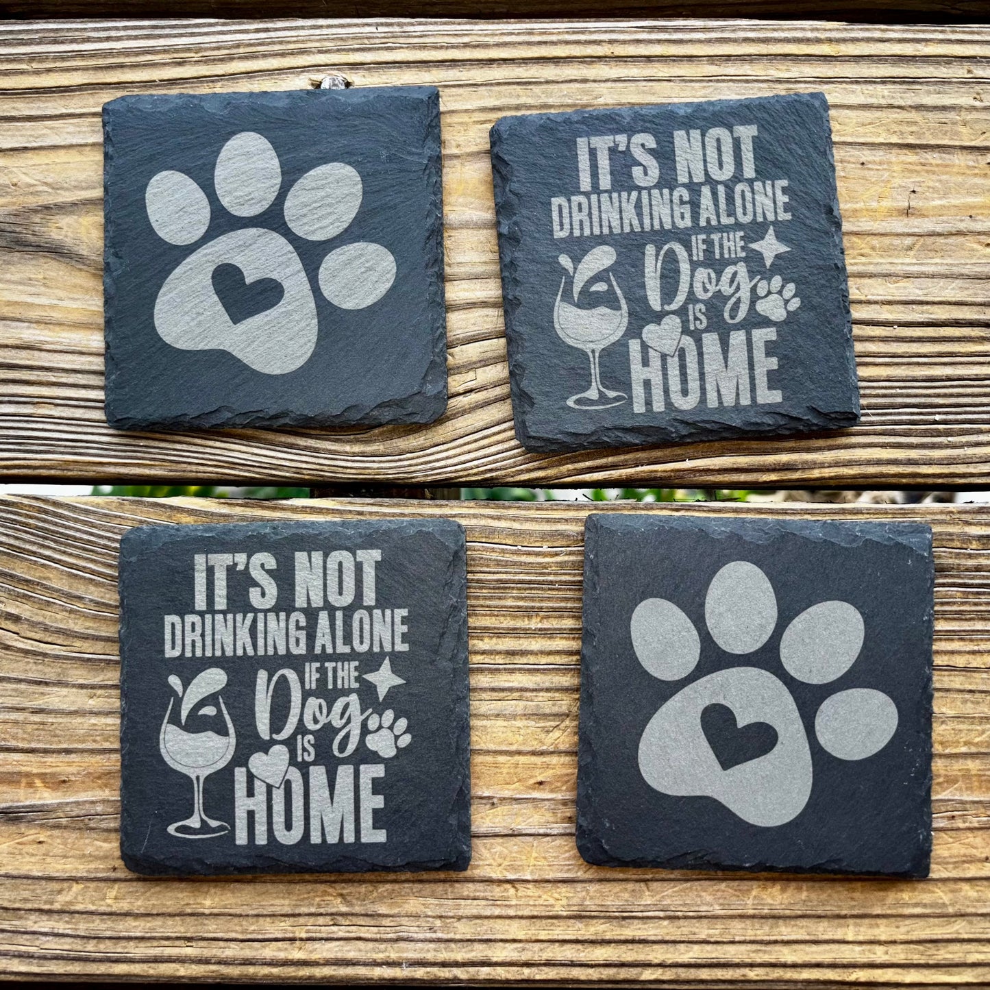 Drinking Wine with the Dog Slate Coasters