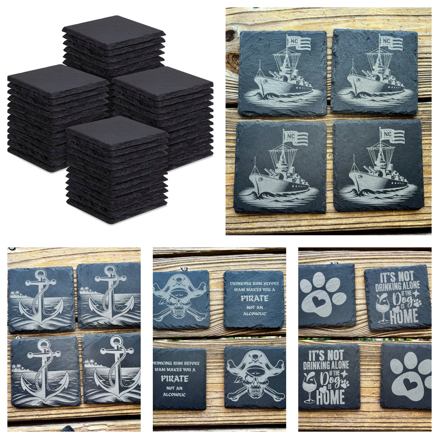 Your Design, Etched in Stone: Custom Slate Coasters