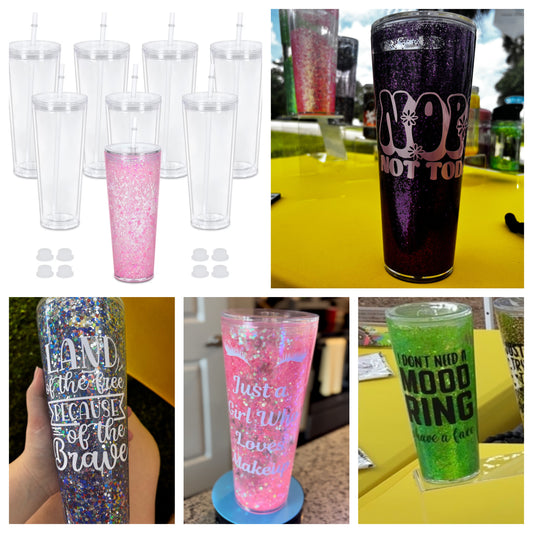 24oz Customizable Glitter Snow Globe Tumbler