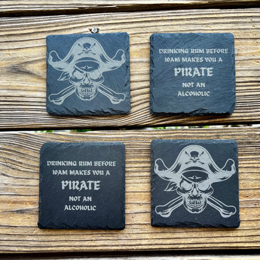 Pirate and Rum Slate Coasters