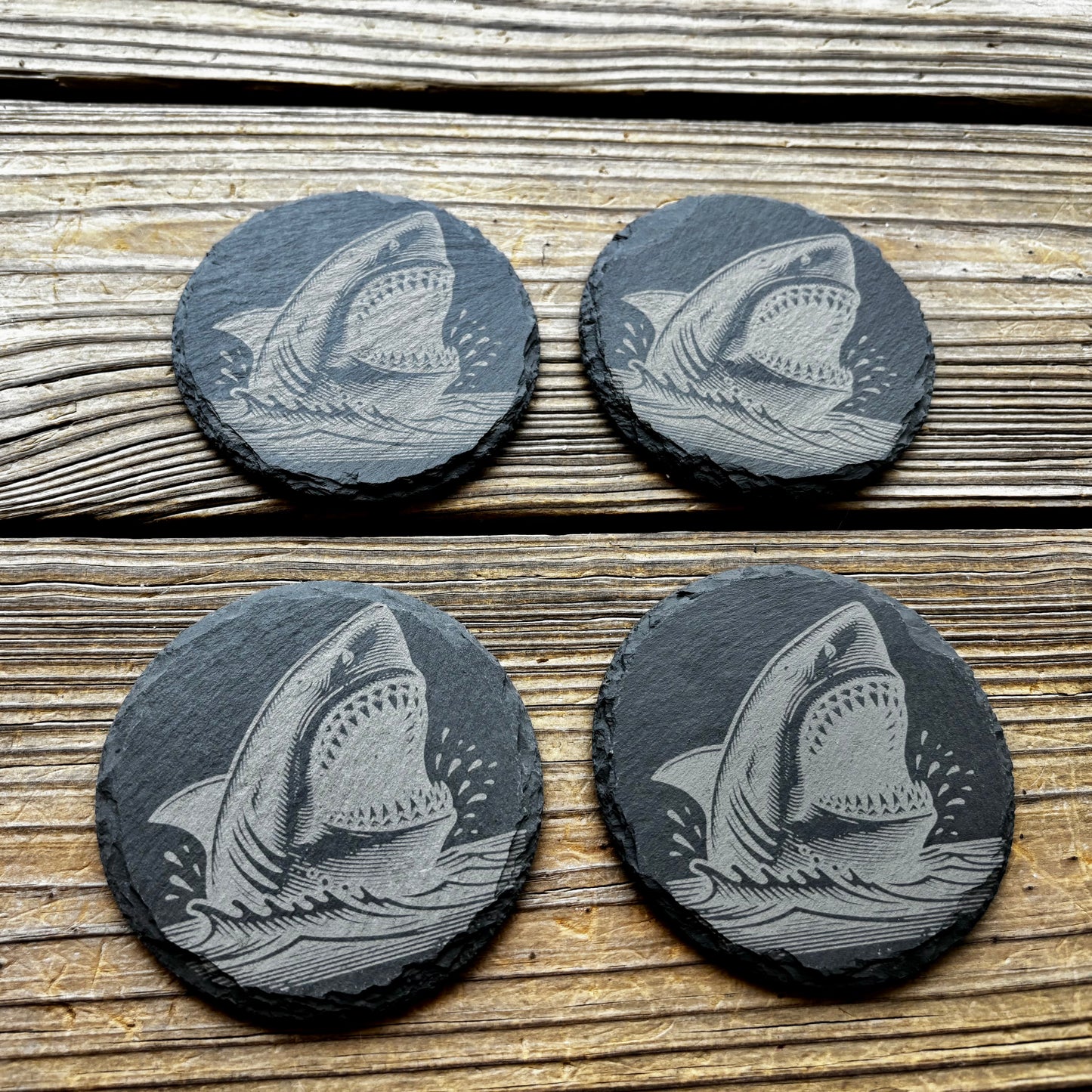 Shark Attack Slate Coasters